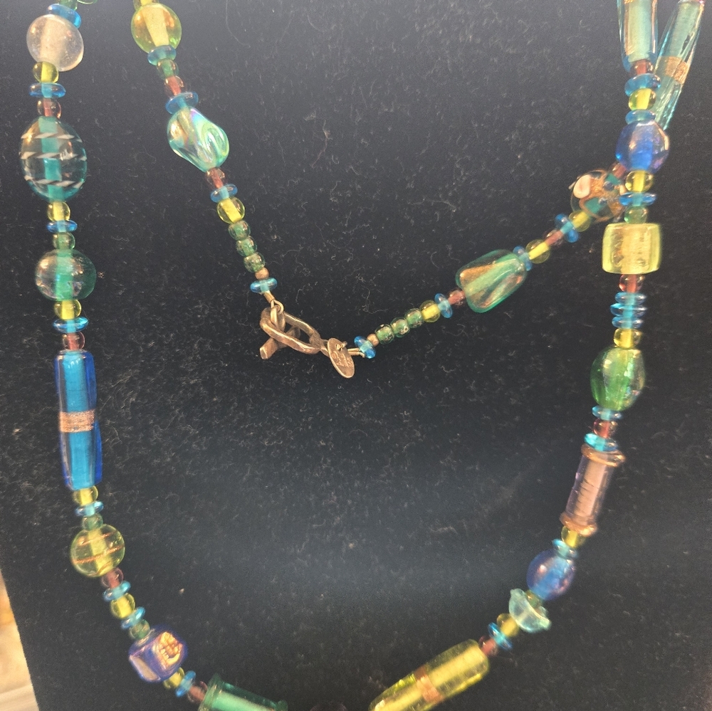 AS ISRAEL 925, Blue and Green Beaded Necklace - Picture 6 of 6